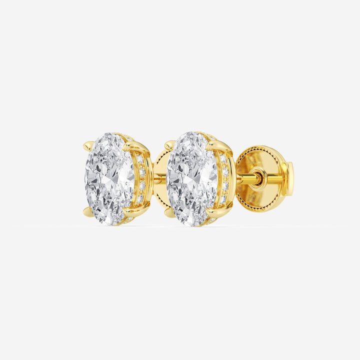 Oval Cut FG - VS2 Lab - Grown Diamond Hidden Halo Stud Earrings - Doozy Diamonds