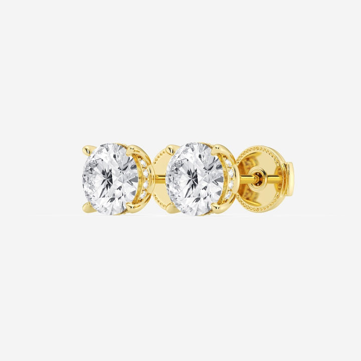 Round Cut FG - VS2 Lab - Grown Diamond Hidden Halo Stud Earrings - Doozy Diamonds