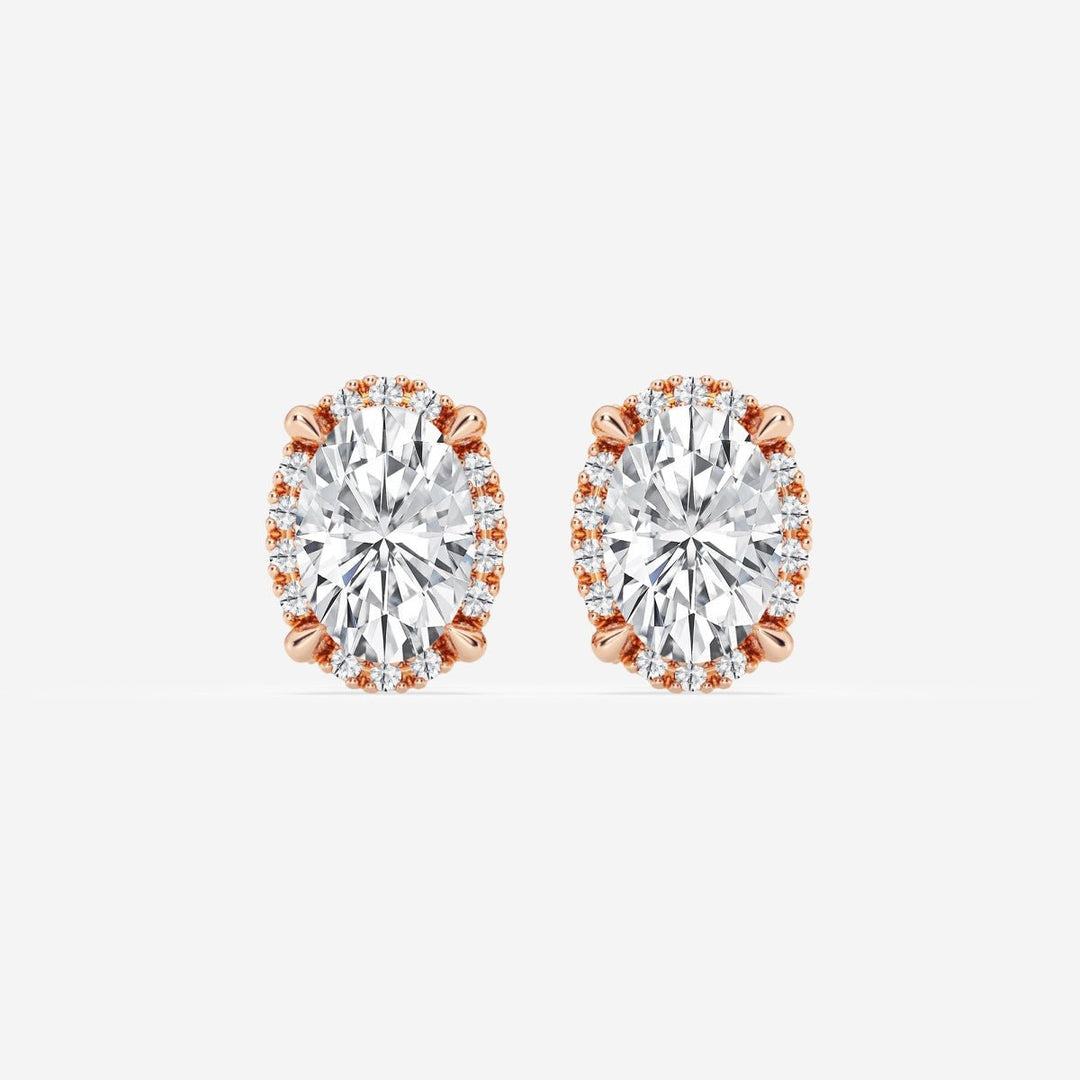 Oval Cut FG - VS2 Lab - Grown Diamond Halo Stud Earrings - Doozy Diamonds