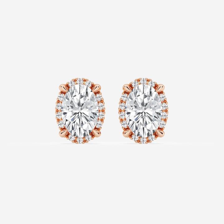 Oval Cut FG - VS2 Lab - Grown Diamond Halo Stud Earrings - Doozy Diamonds