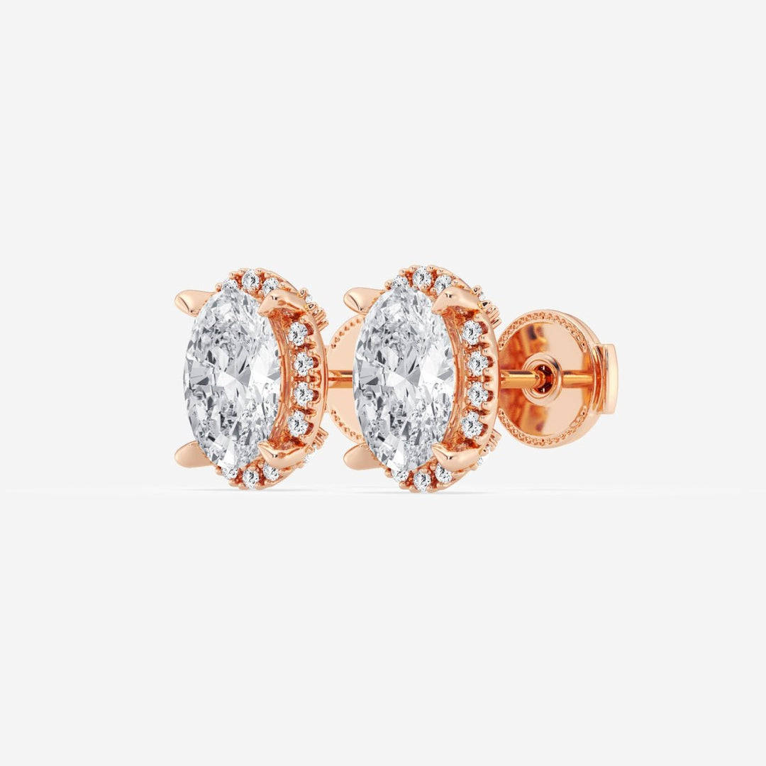 Oval Cut FG - VS2 Lab - Grown Diamond Halo Stud Earrings - Doozy Diamonds