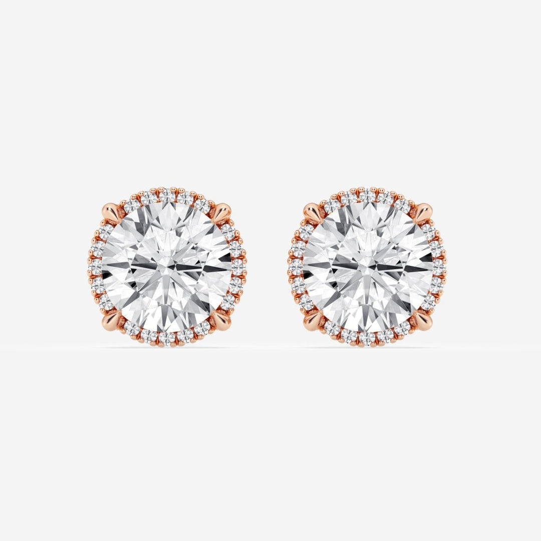 Round Cut FG - VS2 Lab - Grown Diamond Halo Set Stud Earrings - Doozy Diamonds