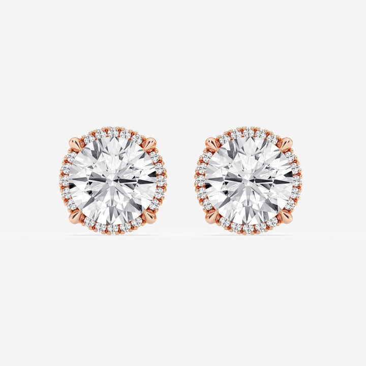 Round Cut FG - VS2 Lab - Grown Diamond Halo Set Stud Earrings - Doozy Diamonds