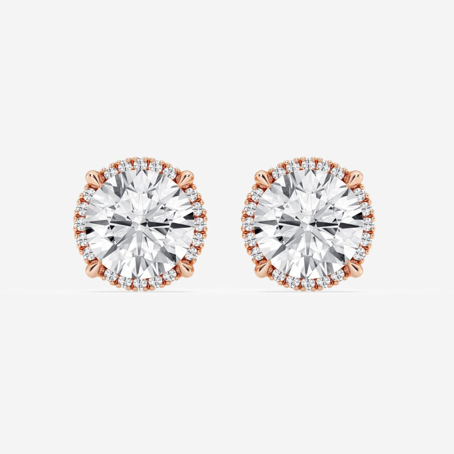 Round Cut FG - VS2 Lab - Grown Diamond Halo Set Stud Earrings - Doozy Diamonds