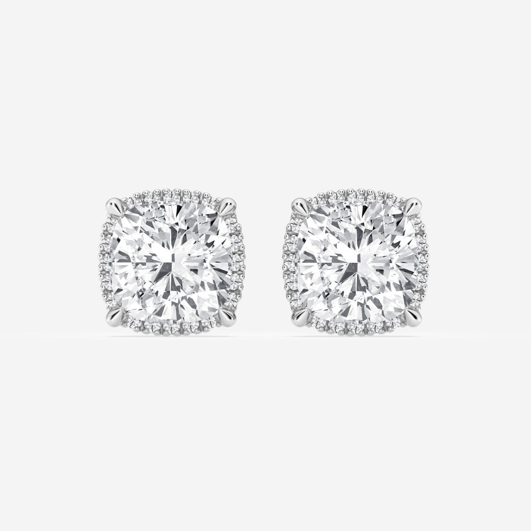 Cushion Cut FG - VS2 Lab - Grown Diamond Halo Set Stud Earrings - Doozy Diamonds