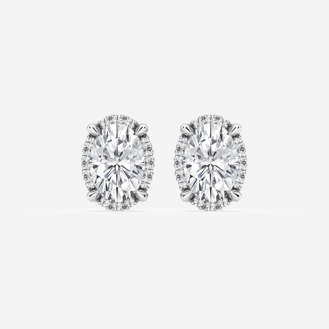 Oval Cut FG - VS2 Lab - Grown Diamond Halo Stud Earrings - Doozy Diamonds