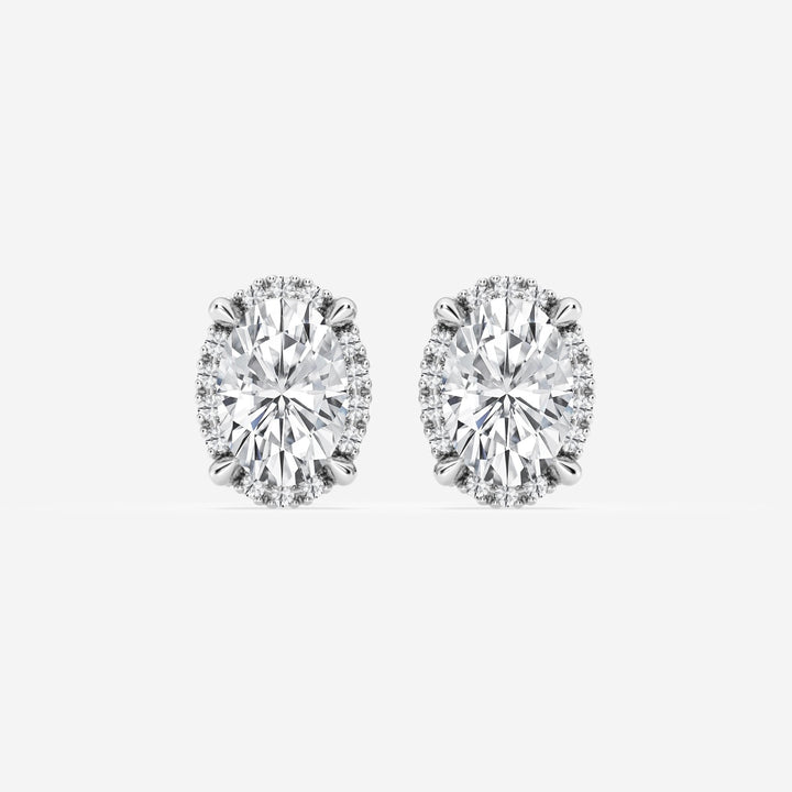 Oval Cut FG - VS2 Lab - Grown Diamond Halo Stud Earrings - Doozy Diamonds