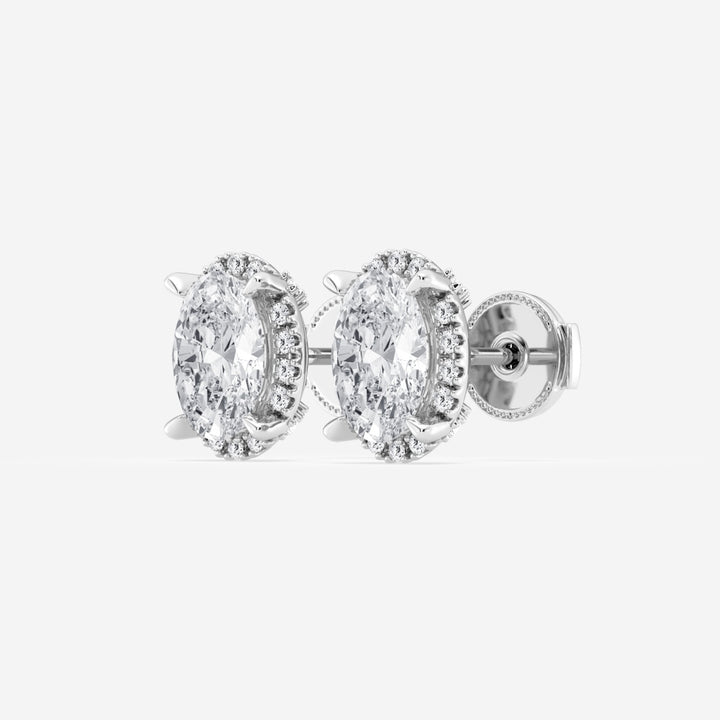 Oval Cut FG - VS2 Lab - Grown Diamond Halo Stud Earrings - Doozy Diamonds