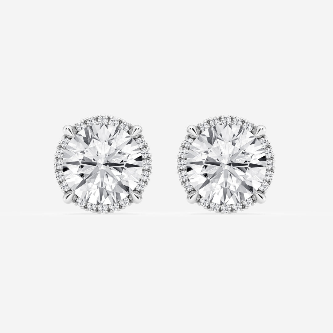 Round Cut FG - VS2 Lab - Grown Diamond Halo Set Stud Earrings - Doozy Diamonds