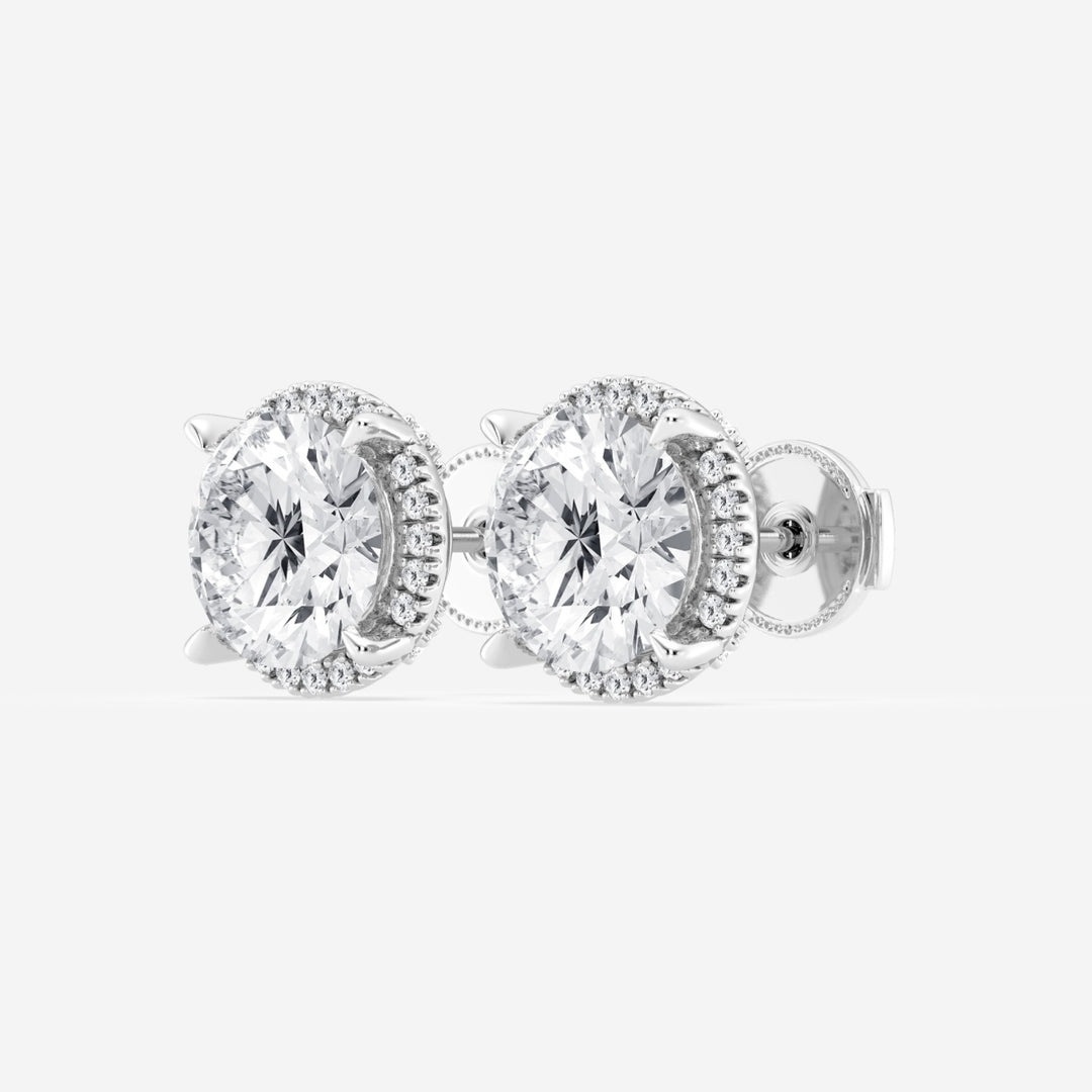 Round Cut FG - VS2 Lab - Grown Diamond Halo Set Stud Earrings - Doozy Diamonds
