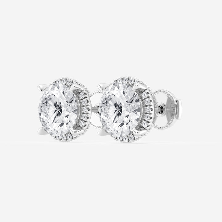 Round Cut FG - VS2 Lab - Grown Diamond Halo Set Stud Earrings - Doozy Diamonds