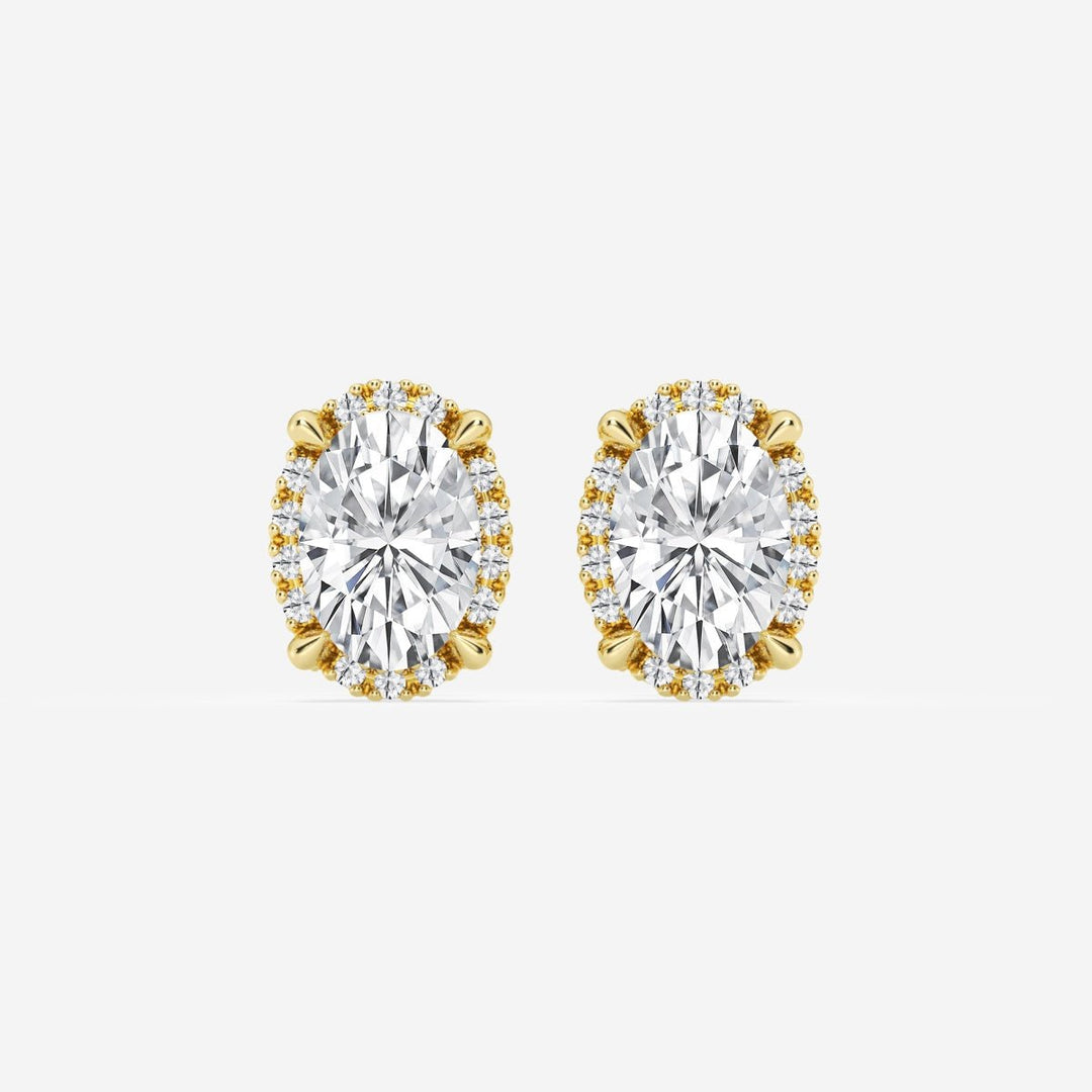 Oval Cut FG - VS2 Lab - Grown Diamond Halo Stud Earrings - Doozy Diamonds