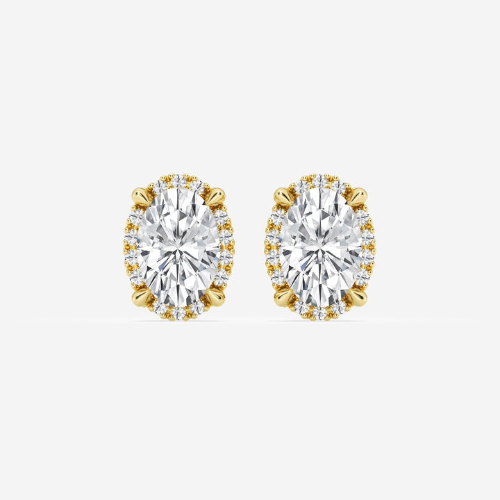 Oval Cut FG - VS2 Lab - Grown Diamond Halo Stud Earrings - Doozy Diamonds