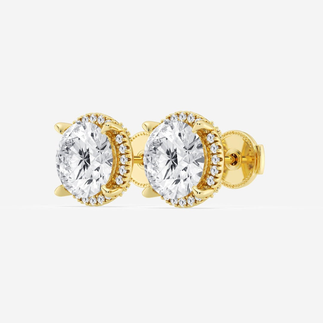 Round Cut FG - VS2 Lab - Grown Diamond Halo Set Stud Earrings - Doozy Diamonds