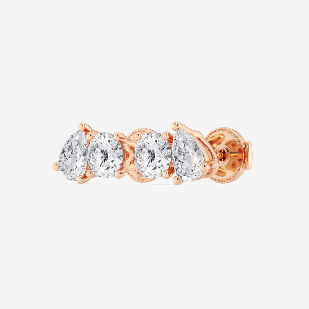 Pear & Round FG - VS2 Lab - Grown Diamond Two Stone Stud Earrings - Doozy Diamonds