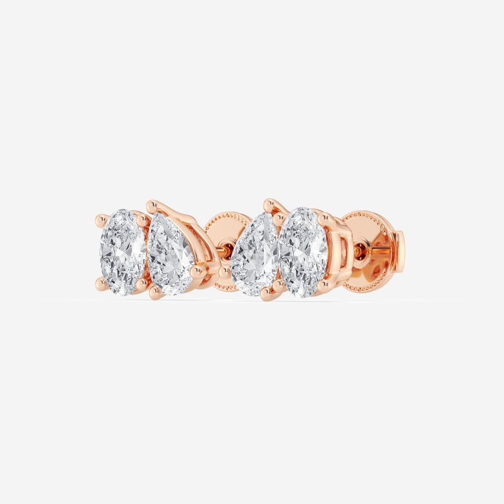 Pear & Oval Cut FG - VS2 Lab - Grown Diamond Two Stone Stud Earrings - Doozy Diamonds