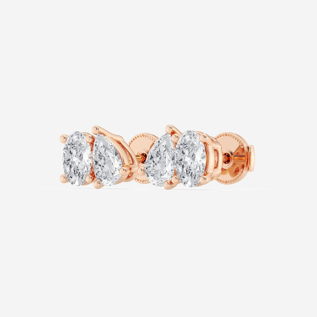 Pear & Oval Cut FG - VS2 Lab - Grown Diamond Two Stone Stud Earrings - Doozy Diamonds