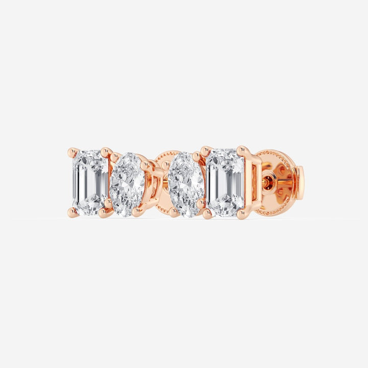 Oval & Emerald FG - VS2 Lab - Grown Diamond Two Stone Stud Earrings - Doozy Diamonds