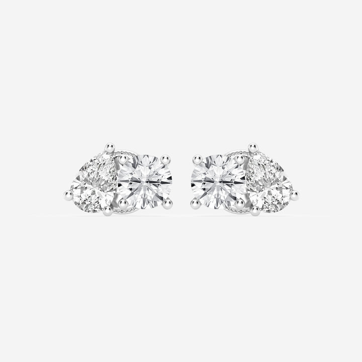 Pear & Round FG - VS2 Lab - Grown Diamond Two Stone Stud Earrings - Doozy Diamonds
