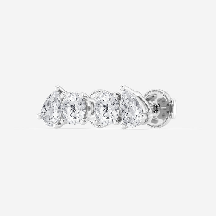 Pear & Round FG - VS2 Lab - Grown Diamond Two Stone Stud Earrings - Doozy Diamonds