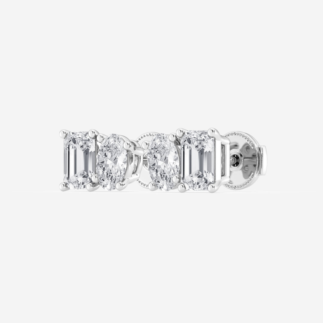 Oval & Emerald FG - VS2 Lab - Grown Diamond Two Stone Stud Earrings - Doozy Diamonds