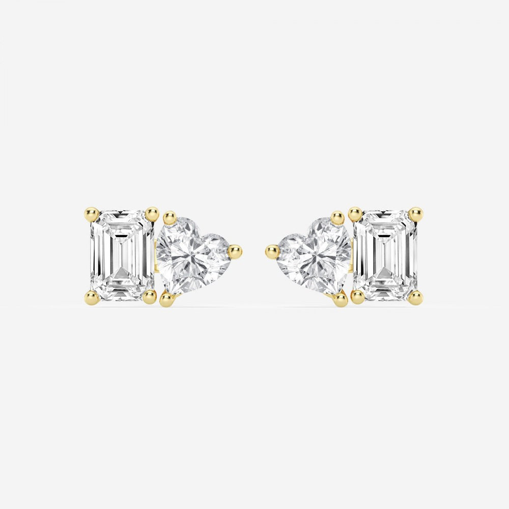 Heart & Emerald FG - VS2 Lab - Grown Diamond Two Stone Stud Earrings - Doozy Diamonds