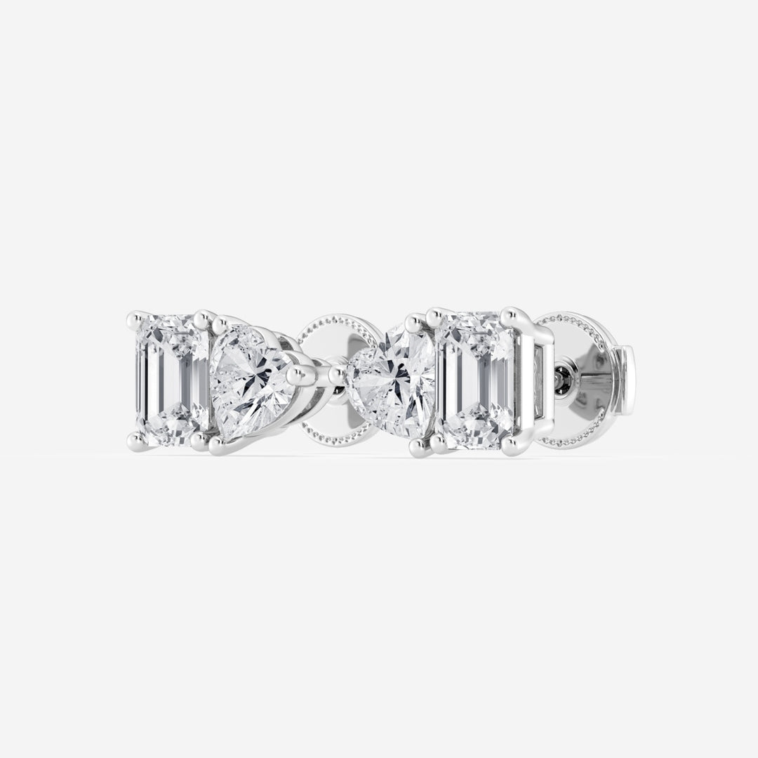 Heart & Emerald FG - VS2 Lab - Grown Diamond Two Stone Stud Earrings - Doozy Diamonds