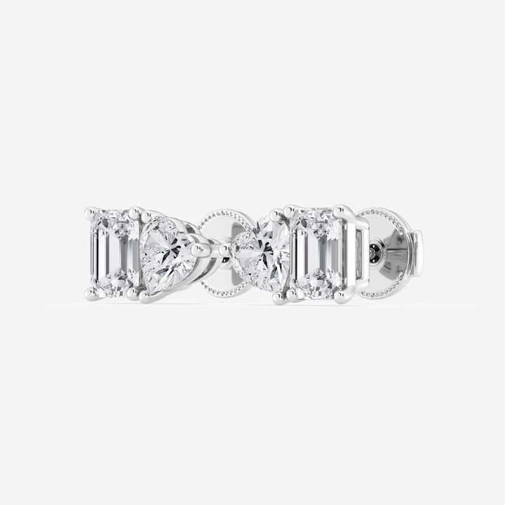 Heart & Emerald FG - VS2 Lab - Grown Diamond Two Stone Stud Earrings - Doozy Diamonds