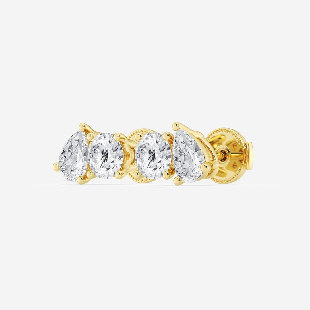 Pear & Round FG - VS2 Lab - Grown Diamond Two Stone Stud Earrings - Doozy Diamonds