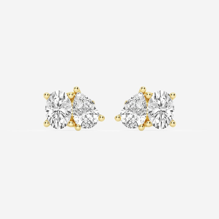 Pear & Oval Cut FG - VS2 Lab - Grown Diamond Two Stone Stud Earrings - Doozy Diamonds