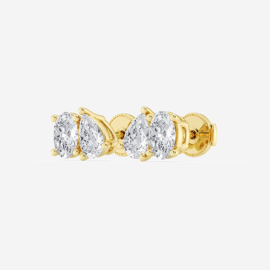 Pear & Oval Cut FG - VS2 Lab - Grown Diamond Two Stone Stud Earrings - Doozy Diamonds