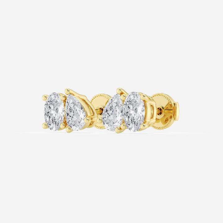 Pear & Oval Cut FG - VS2 Lab - Grown Diamond Two Stone Stud Earrings - Doozy Diamonds