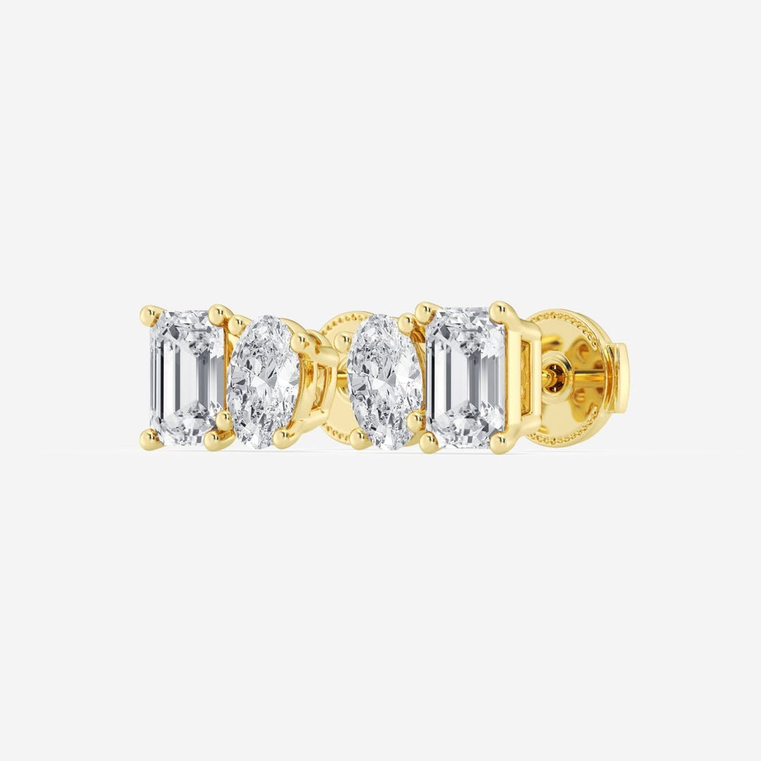 Oval & Emerald FG - VS2 Lab - Grown Diamond Two Stone Stud Earrings - Doozy Diamonds