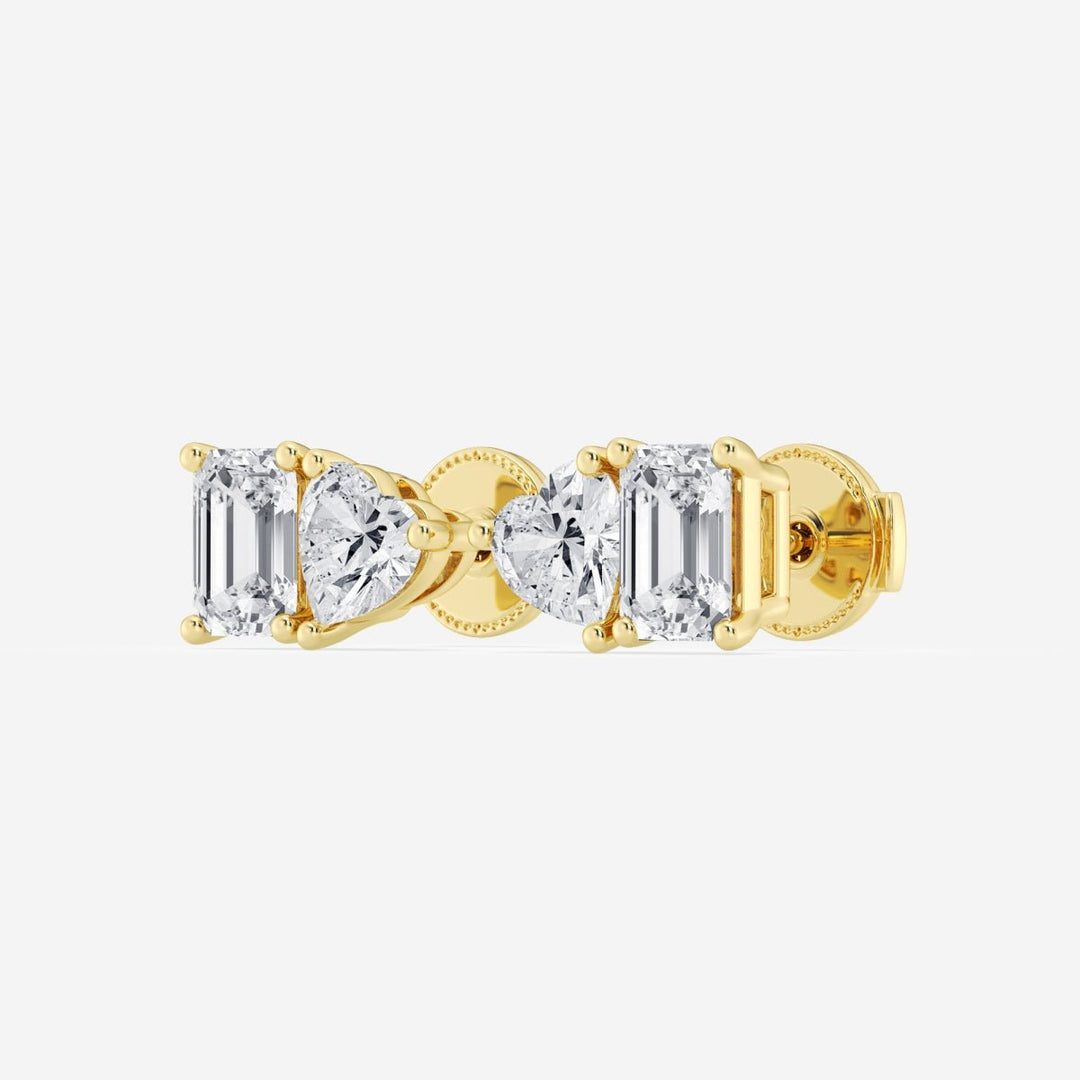Heart & Emerald FG - VS2 Lab - Grown Diamond Two Stone Stud Earrings - Doozy Diamonds