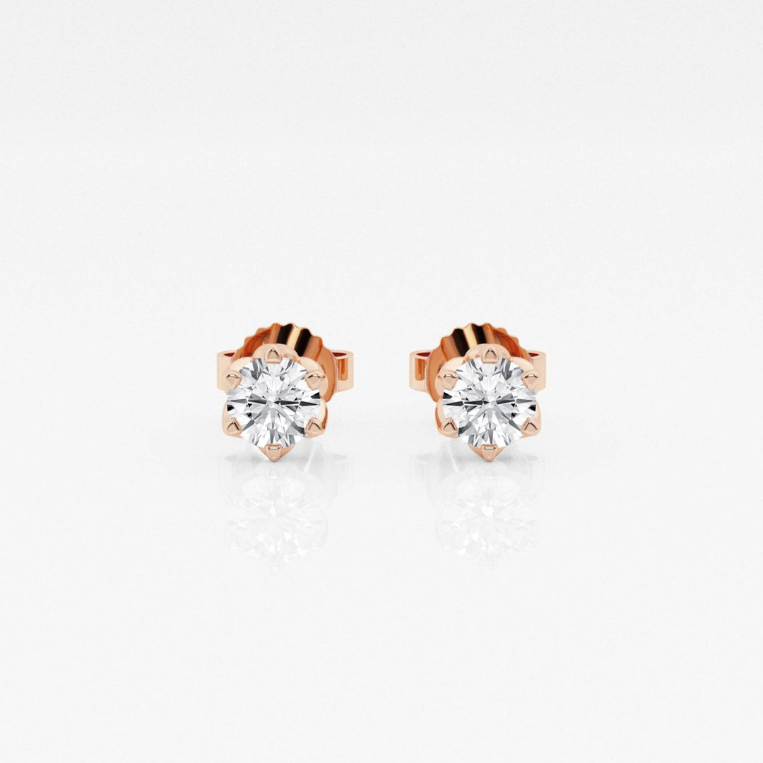 Round FG - VS2 Lab - Grown Diamond Six Prong Stud Earrings - Doozy Diamonds