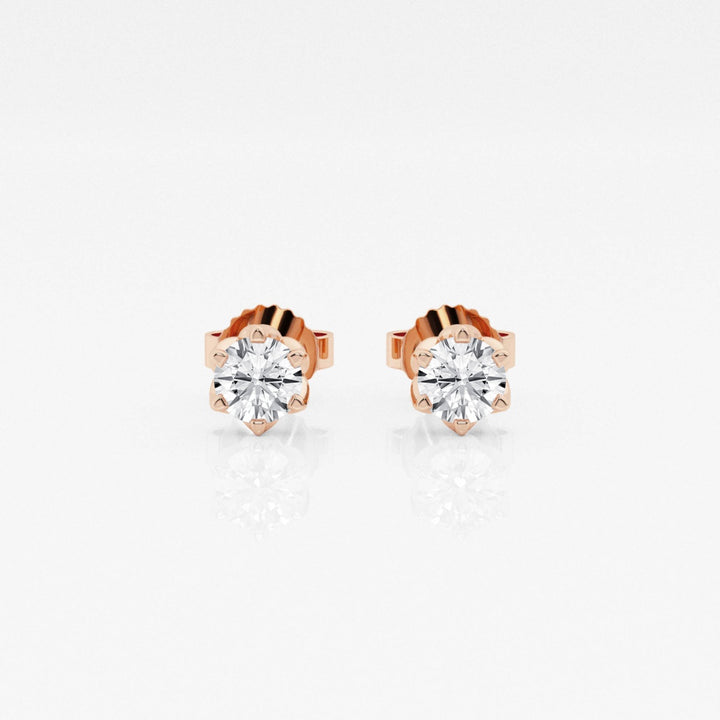 Round FG - VS2 Lab - Grown Diamond Six Prong Stud Earrings - Doozy Diamonds