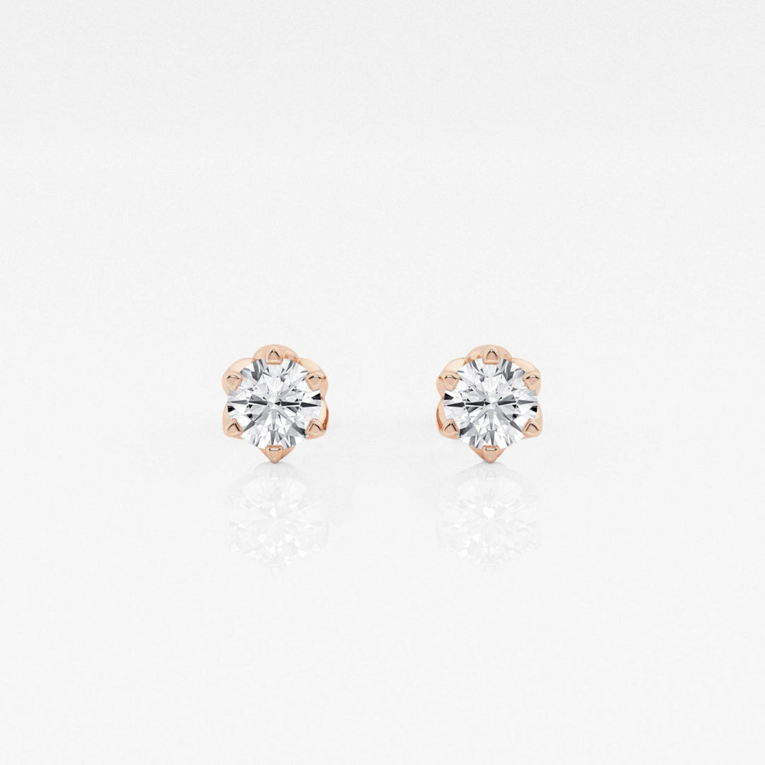 Round FG - VS2 Lab - Grown Diamond Six Prong Stud Earrings - Doozy Diamonds