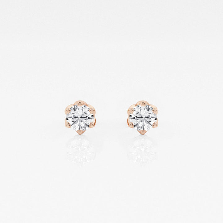 Round FG - VS2 Lab - Grown Diamond Six Prong Stud Earrings - Doozy Diamonds