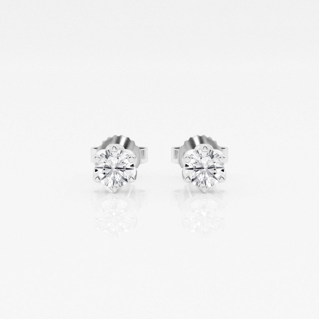 Round FG - VS2 Lab - Grown Diamond Six Prong Stud Earrings - Doozy Diamonds