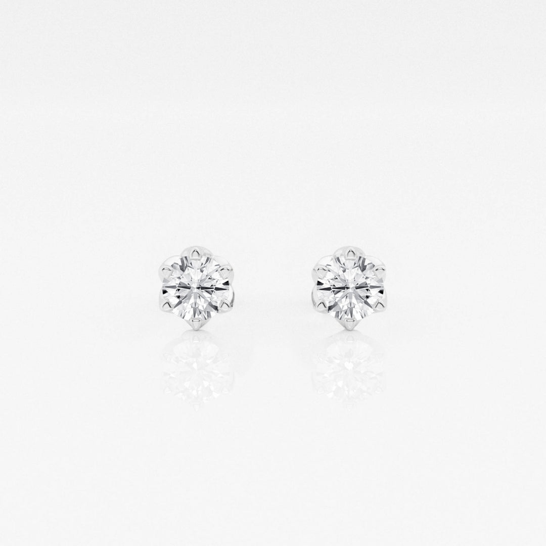 Round FG - VS2 Lab - Grown Diamond Six Prong Stud Earrings - Doozy Diamonds