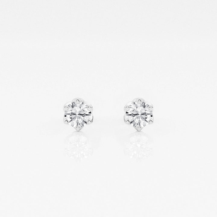 Round FG - VS2 Lab - Grown Diamond Six Prong Stud Earrings - Doozy Diamonds