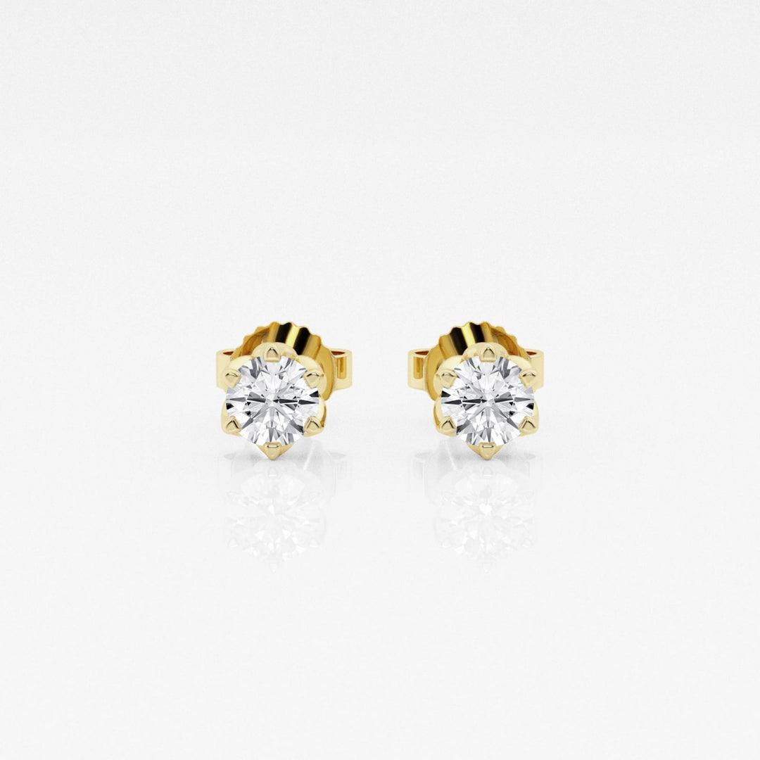 Round FG - VS2 Lab - Grown Diamond Six Prong Stud Earrings - Doozy Diamonds