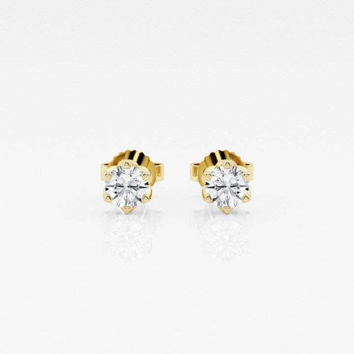 Round FG - VS2 Lab - Grown Diamond Six Prong Stud Earrings - Doozy Diamonds