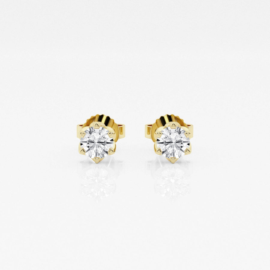 Round FG - VS2 Lab - Grown Diamond Six Prong Stud Earrings - Doozy Diamonds