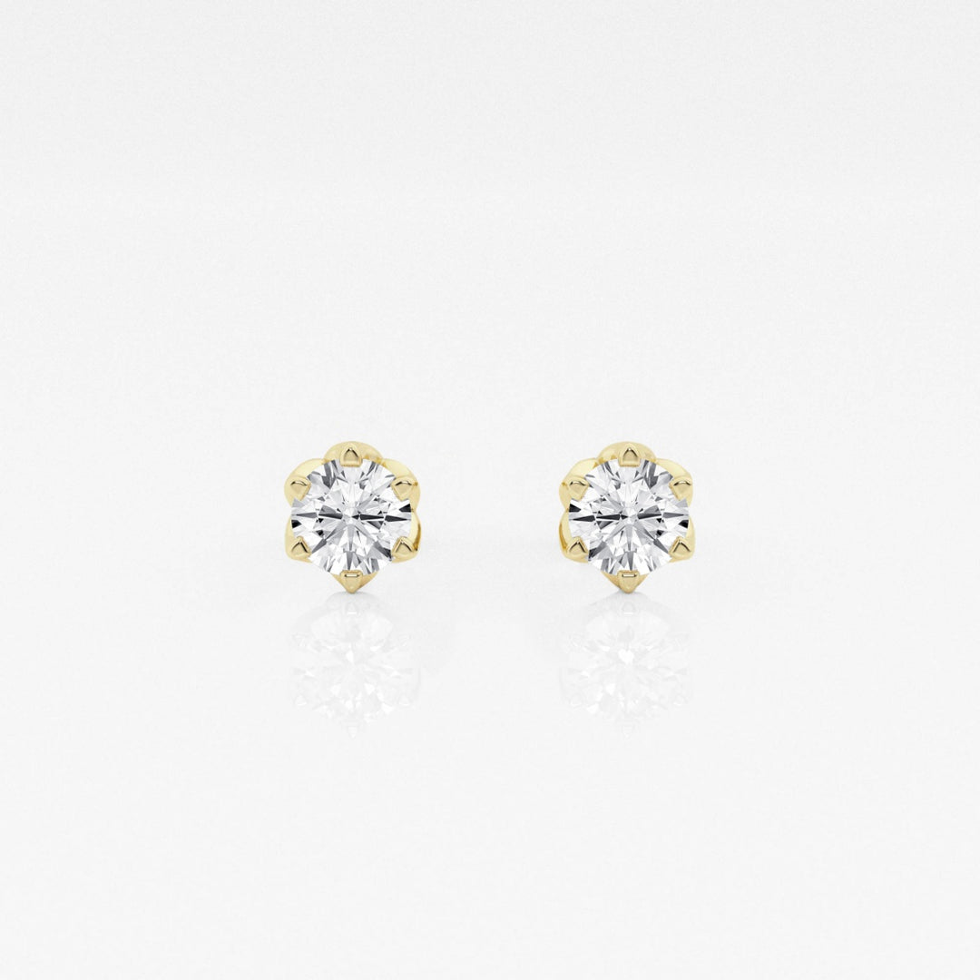 Round FG - VS2 Lab - Grown Diamond Six Prong Stud Earrings - Doozy Diamonds