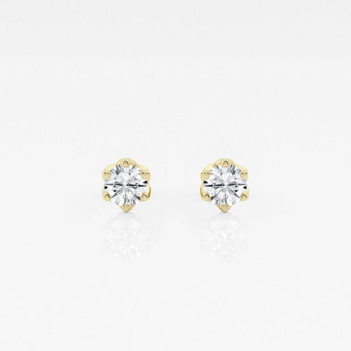 Round FG - VS2 Lab - Grown Diamond Six Prong Stud Earrings - Doozy Diamonds