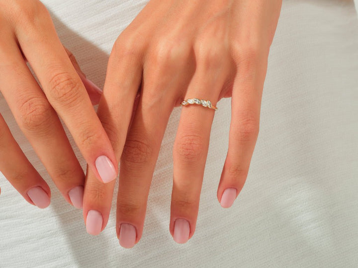 Marquise diamond wedding band in rose gold