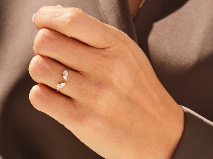 Marquise & Round diamond wedding band in rose gold
