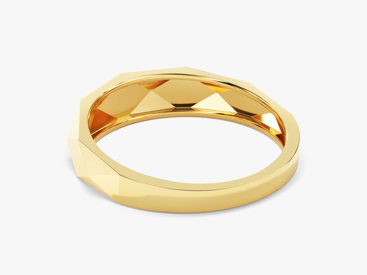 14k Solid Gold Faceted Wedding Band For Women - Doozy Diamonds