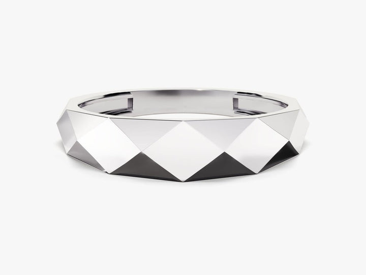 14k Solid Gold Faceted Wedding Band For Women - Doozy Diamonds
